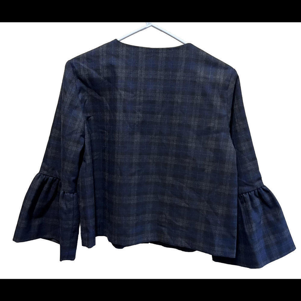 Zara Basic Jacket Medium Blazer Gray Black Blue P… - image 2